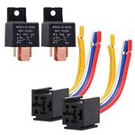 Ehdis 2 Pack Car Relay 12V 80 APM 5 Pin, Changeover Relay with Socket Holder for Truck, Motor, Heavy Duty On/Off Normally Open SPDT Relay Socket Plug 5 Wire