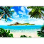 murando Photo Wallpaper Palm 343x256 cm / 135" x 96.5" Peel and Stick Self-Adhesive Foil Print Wall Mural - Sea Beach Palm Sky Cloud Island Blue Green Ocean Blue Green Mountain Landscape c-B-0271-a-a