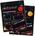 STOBOK First Day and Last Day of School Sign, Double Sided Back to School Wooden Chalkboard Sign, Reusable Welcome Back Chalkboard Sign for Preschool Kindergarten First Grade