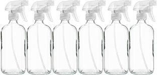 Sally’s Organics Clear Glass Spray Bottles - 6 Pack - 16oz Refillable Bottle for Laundry, Linen Sprays, Vinegar, Plant Misting & Hair Styling - Chemical-Resistant with Adjustable Mist & Stream Sprayer