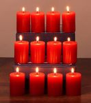 Stone & Feather, Small Red Pillar Candle Unscented, Pack of 12, Size 1.5X 2'' Smoke-Less, Burning time 8 Hours for Party, Event Decoration, Diwali, Christmas,Home Decor.