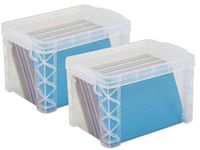 1InTheOffice Plastic Index Card Box 4x6, Index Card Storage Box, Index Card Holder, Clear, 500 Capacity, 2 Pack