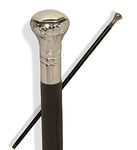 Ajuny Walking Sticks for Men Women Seniors Wooden Chrome Knob Formal Cane with Designer Round Handle Silver Finish Decorative Cane Gifts 36 Inch