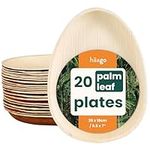 HAAGO Compostable Disposable Palm Leaf Plates - Eco-Friendly Like Wooden & Bamboo Plates for Hot & Cold Food, Microwave & Freezer Safe for Picnics, Alternative to Paper (20, 25cm / 10" Teardrop)