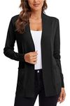 Urban CoCo Women's Lightweight Open Front Knit Cardigan Sweater Long Sleeve with Pocket (Black, M)