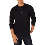 Amazon Essentials Men's Slim-Fit Long-Sleeve Henley Shirt, Black, Large