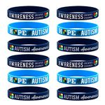 WANDIC Autism Awareness Silicone Bracelet, 12 Pcs Blue Puzzle Pieces Rubber Wristbands Hope For Autism Awareness Creates Change Bracelet To Symbolize Love, Acceptance And Support