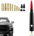 Gseigvee Pack-1 Car Bullet Antenna, 5.4" Skull Antenna Pole for GM Chevy Silverado 1500 2500 3500 HD Avalanche GMC Sierra 1500 2500 3500 Denali Heavy Duty Pickup Trucks Accessories (Red)