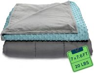 Quility Weighted Blanket for Adults - 20 LB King Size Heavy Blanket for Cooling & Heating - 100% Cotton Big Blanket w/Glass Beads, Machine Washable Blankets - 86"x92", Aqua