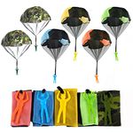 TSHAOUN 6 Pcs Parachute Toy, Outdoor Toys Parachute Hand Throw Toy Set for Kids Outdoor Entertainment Activities Parent-child Activities, 5 Colors Yellow Blue Green Orange Camouflage