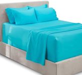 Hearth & Harbor Extra Deep Pocket Queen Sheet Set - Fits Mattresses Up to 21 Inches - 6 Piece Set in Beach Blue