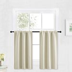 RYB HOME Half Window Curtains - Thermal Insulated Blackout Curtain Tiers Set for Kids Nursery Kitchen Dining Bedroom Bathroom Laundry, 29 inch Wide x 36 inch Long, Beige, 1 Pair