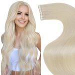 LaaVoo Tape in Hair Extensions Human Hair Bleach Blonde Hair Extensions Tape in Blonde Invisible Tape in Human Hair Extensions for Women Skin Weft Thick End 18Inch 50g 20pcs