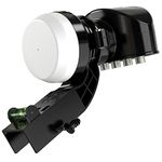 SLx LNB 4 Quad Output, LNB for Satellite Dish Freesat/Satellite Recievers, KU Band, Universal LNB for Sky HD, Sky HD+, Freesat HD, 25MHz PLL Crystal Technology, Includes MK4 Bracket