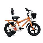 XCi Teddy 14T Orange, Single Speed Steel Frame Cycle, with Front Basket, Back Rest and Rear Carrier, Ideal for 4-6 Years Unisex