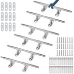 Boat Cleat 6 Inch 6 Pack, Dock Cleat 316 Stainless Steel Heavy Duty Open Base Include Screws, Boat Dock Cleats with Backing Plate for Boats, Kayak, Marine, Dock and Decor