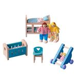 URFEDA Wooden Dolls House Furniture, Wooden Miniature Furniture Pretend Play Toy Simulation Life Scene, Kitchen Bedroom Bathroom Living Room Playset Toy Dolls House Mini Furniture Toy