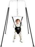 FUNLIO Baby Jumper with Stand for 6-24 Months, Toddler Jumper for Indoor/Outdoor Play, Infant for Baby Girl/Boy, with Adjustable Chain, Easy to Assemble & Store (with Stand) - Black