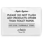 Reilly Originals 3.5x5 Inch Septic System Bathroom Sign, Do Not Flush Rules ~ Ready to Stick ~ Premium Finish, Durable (1)