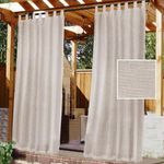 Gluhbirnen Outdoor Curtains, 2 Panels Pergola Curtains, Outdoor Sheer Curtains for Patio Waterproof, Gazebo Curtains, Outdoor Curtains Waterproof, Linen, 132 * 213CM