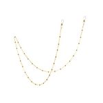 AOBOCO Glasses Chain for Women Sterling Silver, Sunglass Holder Eye-glasses Accessory Chains (Yellow Gold Ball Chain)