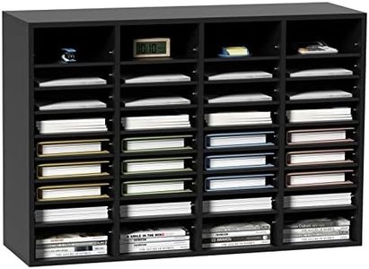 VEVOR Wood Literature Organizer, 36 Compartments, File Sorter with Removable Shelves, Mailboxes Slot for Office Home Classroom Mailrooms Organization, EPA Certified, Black