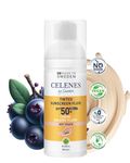 Celenes by Sweden Herbal/Vegan Tinted Sun Cream Fluid SPF50+, 50 ml Mineral Sunscreen Filters — Broad Spectrum-Blue Light Protection Sunscreen SPF 50 — Sun Cream SPF 50 Waterproof/Paraben/Perfume Free