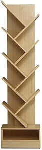 Artiss Bookshelf, 9 Tier Shelf Corner Wall Shelves Display Cabinet Bookcase Storage Rack Home Living Room Bedroom Office Furniture, 15mm Thick Particle Board Natural