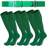 Londkaron Youth Elite Baseball/Softball Socks & Belt Combo (3 Pairs of Socks with 1 Belt), Dark Green, Medium