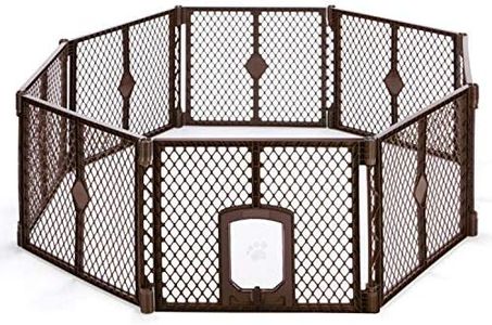 MyPet North States 34.4 Sq. Ft. Petyard Passage: Made in USA, 8-Panel pet Enclosure with Lockable pet Door. Freestanding. (26 inches Tall, Brown)
