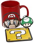 Pyramid International Super Mario Gift Set with Mug, Coaster and Keyring in Presentation Gift Box (Super Mario Design) 11oz Ceramic Mug - Official Merchandise