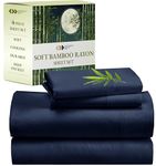 California Design Den 100% Pure Bamboo Sheets - Silky Soft Touch, Hypoallergenic, Cool and Lightweight, 4 Piece Hotel Luxury Bed Sheet Set, Elasticised Deep Pocket for Snug Fit (Full Size, Navy Blue)