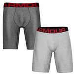Under Armour Mens Tech 9-inch Boxerjock 2-Pack, Mod Gray Light Heather (011)/Jet Gray Light Heather, Medium