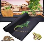 LEOLIO 17.7 x 120 Inch Bearded Dragon Tank Carpet, Reptile Terrarium Liner Substrate for Leopard Gecko, Snake, Lizard and Tortoise, Non-Adhesive Reptile Mat Bedding for Reptile Tank (Black)