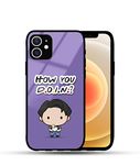 B Mart Friends Series Themed Joey Chibi How You Doin Quoted iPhone Back Bumper Cover with Camera & Edge Protection Supports Wireless Charging Glass Slim Light Cases (iPhone 12)