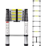 Treemoo Telescopic Ladder 8.5FT, Aluminum Collapsible Ladder with Non-Slip Feet, Lightweight Compact Folding Ladder, Multi-Purpose Telescoping Extension Ladder for Home or Outdoor Work