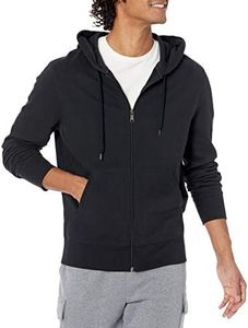 Amazon Essentials Men's Lightweight French Terry Full-Zip Hooded Sweatshirt, Black, Medium