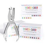 Roamall Punch Cards, 200 Pack Reward Punch Cards with Hole Puncher, Behavior Incentive Award for Kids, Schcool Classroom Teachers Home Business Loyalty Cards 3.5" x 2" (Flags)