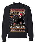 Slap Meme Award Show Will Slapping Chris Keep Santa's Name Out Your Mouth Ugly Christmas Sweater Unisex Crewneck Sweatshirt, Black Clean/Slap Clean, Large