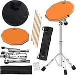 SLINT Drum Pad Stand Kit - Practice Drum Pad Set with Two Different Surfaces -12 Inch (30cm) Double Sided Silent Drum Pad - Practice Drum Pad Set with Stand & Drumsticks