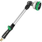 FANHAO Metal Watering Lance, 45cm Heavy Duty Spray Lance with 9 Spray Patterns, 180° Rotating Long Garden Hose Gun with Thumb Flow Control, Ideal to Water Hanging Baskets and Shrubs -Green