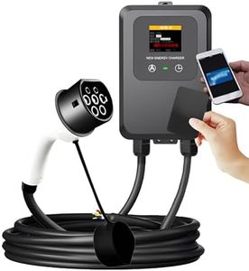 EV Wallbox 5M 7KW 32A Car Home EV Wallbox Charging Station Electric Car EV Wallbox with 5M Cable Phone N-FC Card Easy, Color Screen+Card
