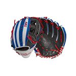 WILSON Mens Outfield Baseball Glove, 12.5" - Black/White/Blue Game Model, 12.5 US