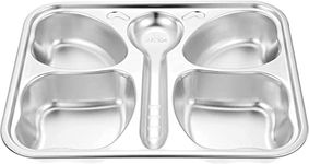 Tickle Tums - 304 Stainless Steel Divided Plates, 4 Sections Unbreakable Dinner Plates for Kids, Cute Butterfly Shape Kids Divided Plates for Picky Eaters, Lunch, Camping