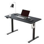 ERGOMAKER Electric Standing Desk 110x60cm (43.3"x23.6"), Height Adjustable Standing Desk with Splice Board, Stand Up Desk with Backpack Hook and Memory Smart Handset(Black Frame + Black Desktop)