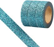 Glitter Washi Tape,3 Rolls 15mm Gold Decorative Tape, Craft Self Adhesive Stick On Sticky Glitter Trim Gold ，Supplies for DIY, Bullet Journal, Craft, Gift Wrapping, Scrapbooking (Dark blue)