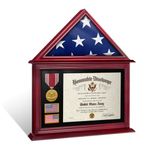 ASmileIndeep Flag Display Case Box for Folded 3'x5' American Veteran Flag Solid Wood Military Flag Certificate Shadow Box with Wall Mount Display Flag Frame Holder for Badges Medals (Mahogany)