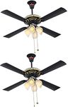 Usha Fontana Lotus 1230mm Ceiling Fan with Decorative Lights (Black Chrome) pack of 2