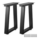 ALLCOS Bench Legs 16 Inch Metal Coffee Table Legs Heavy Duty Trapezoid Iron Table Legs, Set of 2, Black