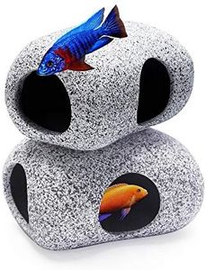 2PCS Aquarium Hideaway Rocks for Aquatic Pets to Breed, Play and Rest, Safe and Non-Toxic Fish Tank Ornaments, Ceramic Decor Rocks for Betta